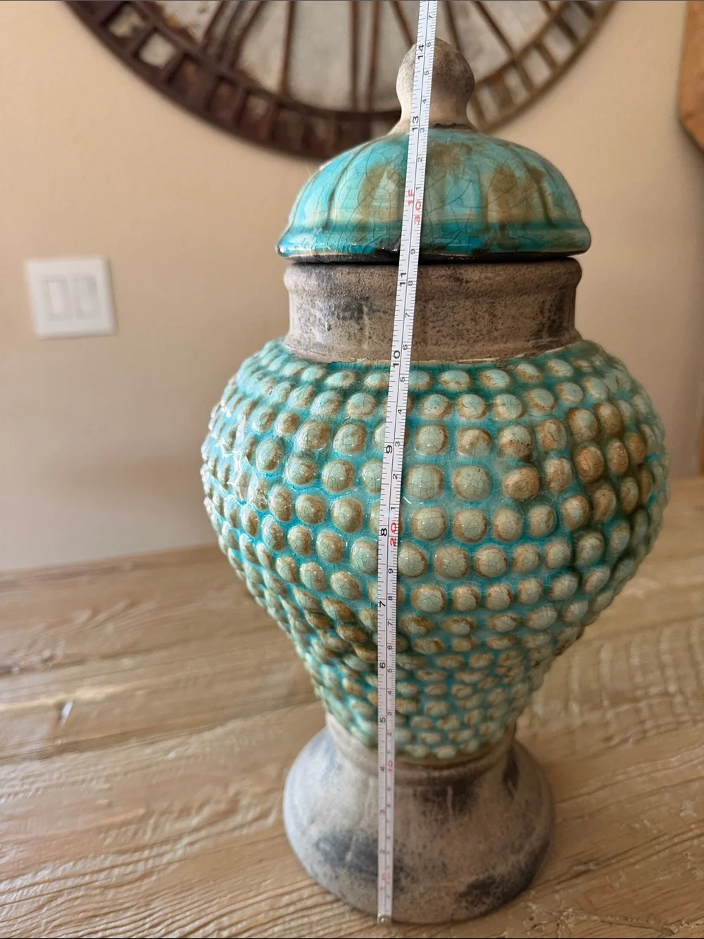 Turquoise and Brown Textured Decorative Vase